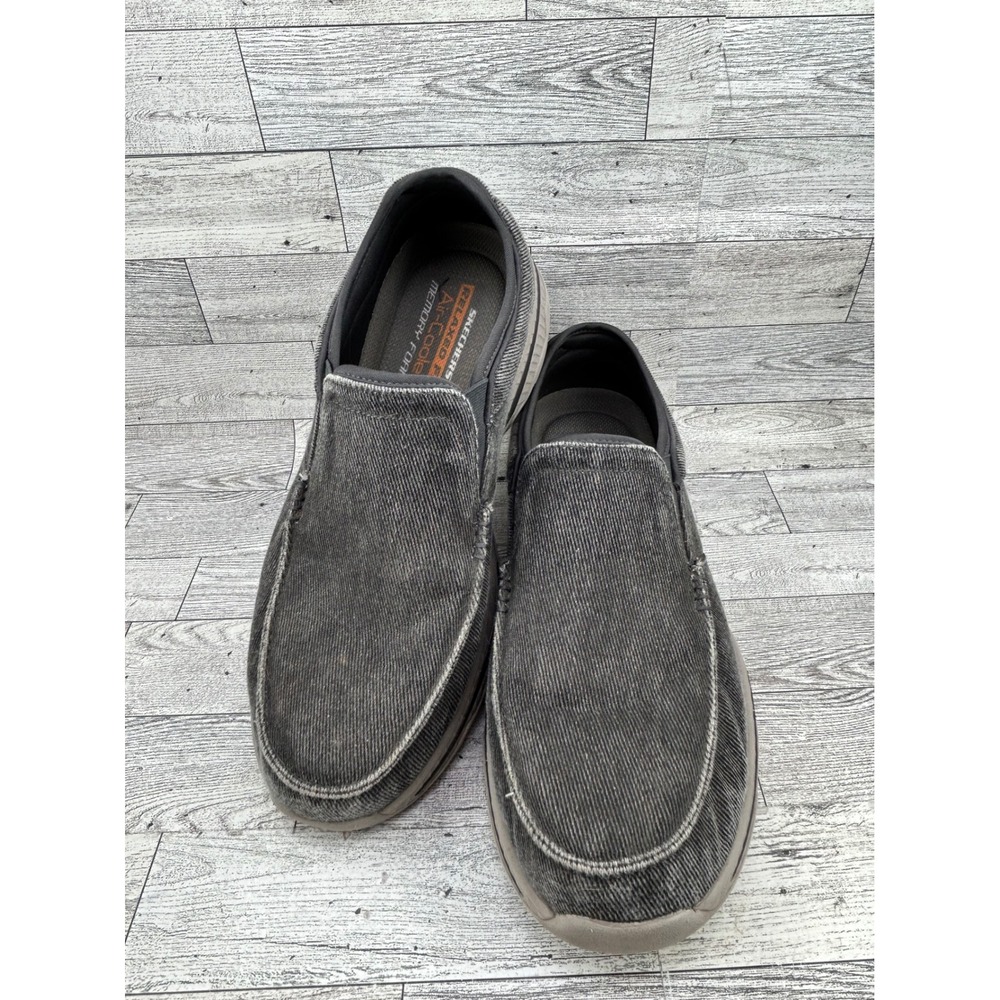 Skechers Relaxed Fit Men Sz 11 Charcoal Gray Corduroy Slip‎ On Loafers 65355